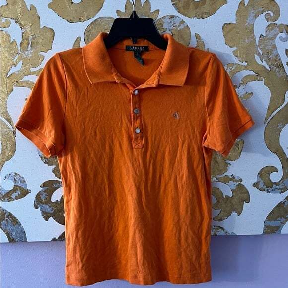 Lauren‎ Ralph Lauren Size Large Orange Collared Short Sleeve Polo - Picture 1 of 9
